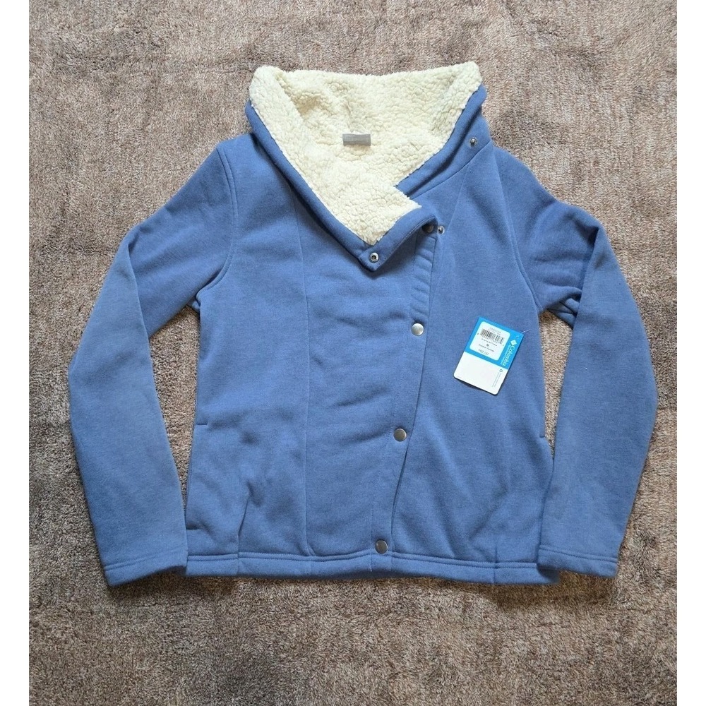 NWT Columbia Winter Wander Fleece Snap Up Jacket Blue Sz Medium Pockets Outdoors